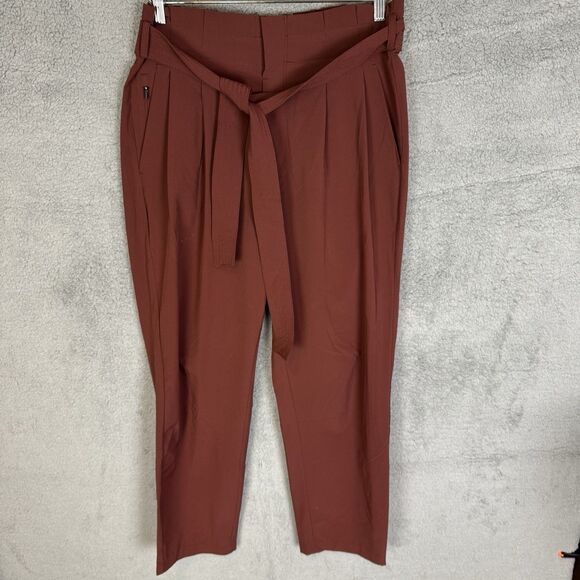S Athleta Skyline Pant II Womens 6 Rose High Rise Tapered Leg Tie Waist Pleated - Picture 1 of 11